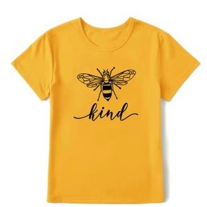 Bee Kind Print Crew Neck T-shirt, Casual Loose Short Sleeve